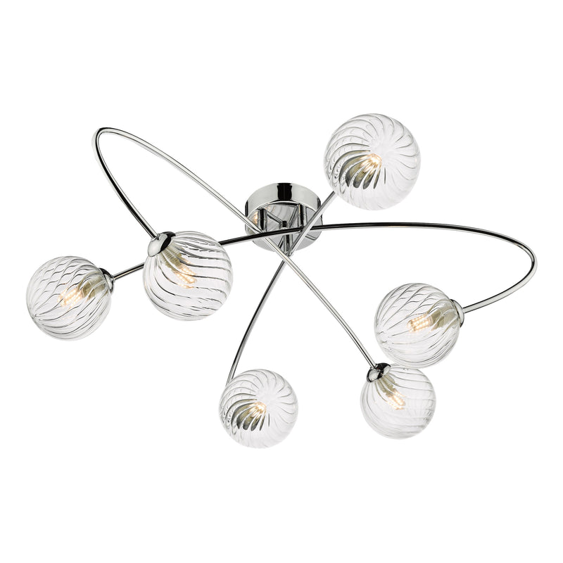 Dar Lighting Etta 6 Light Semi Flush Polished Chrome Clear Glass • ETT6450