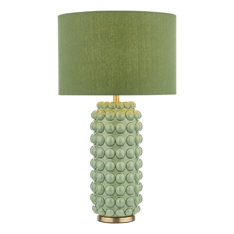 Dar Lighting Etzel Table Lamp Green Satin Brass With Shade • ETZ4224