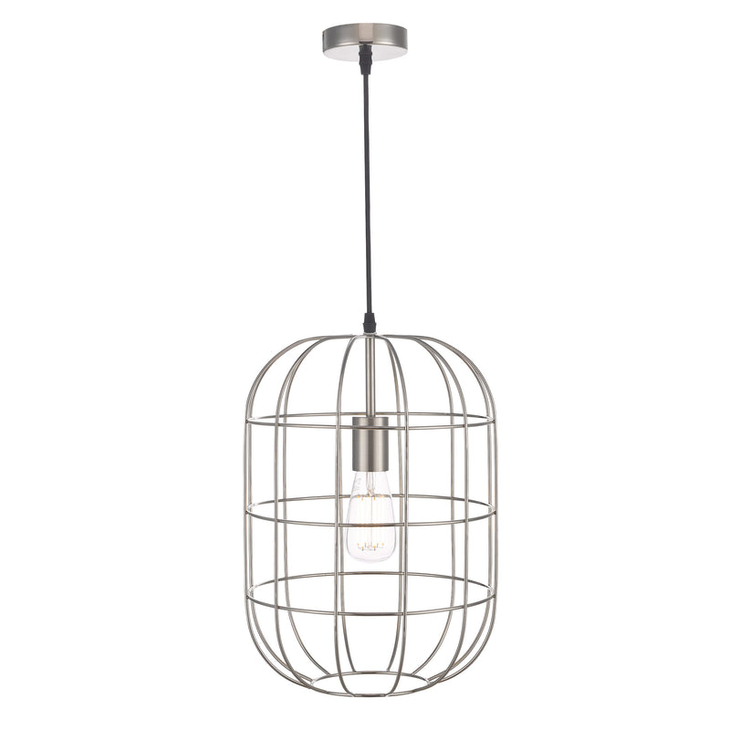 Dar Lighting Eudora 1 Light Pendant Satin Nickel • EUD0146