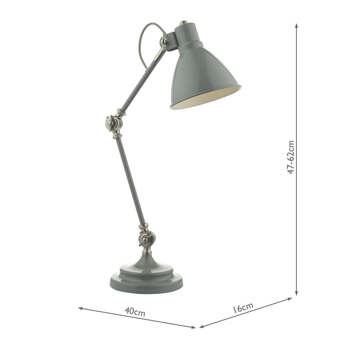 Dar Lighting Eunice Task Table Lamp Grey & Satin Nickel • EUN4239