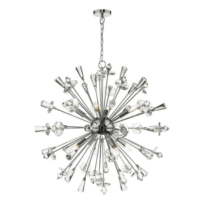 Dar Lighting Exodus 8 Light Pendant Polished Chrome Crystal • EXO0850