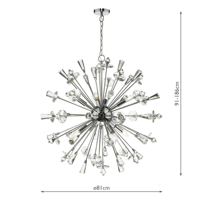 Dar Lighting Exodus 8 Light Pendant Polished Chrome Crystal • EXO0850