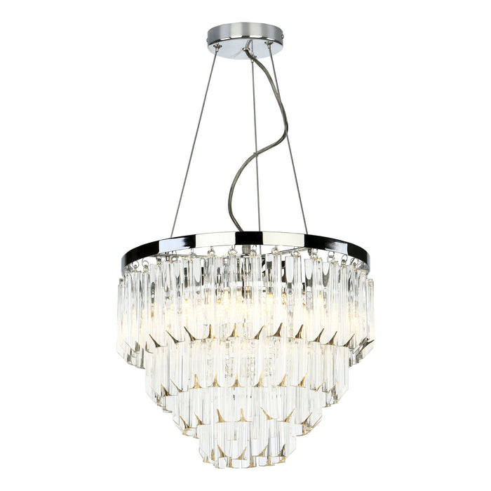 Dar Lighting Fame 5 Light Pendant Polished Chrome Glass • FAM0538