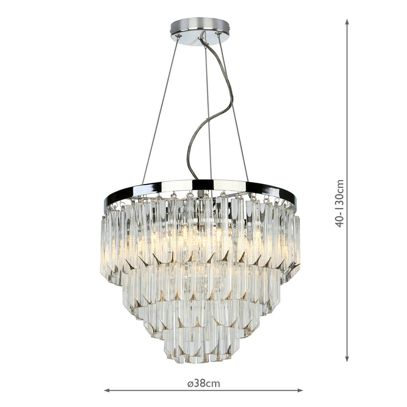 Dar Lighting Fame 5 Light Pendant Polished Chrome Glass • FAM0538