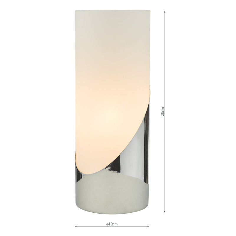 Dar Lighting Faris Touch Table Lamp Polished Chrome Opal Glass • FAR4250