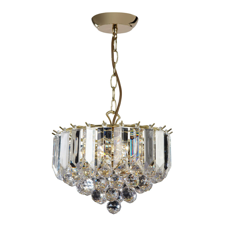 Endon Lighting FARGO-12BP Fargo 3 Light Small Pendant In Brass Effect And Clear Acrylic Finish