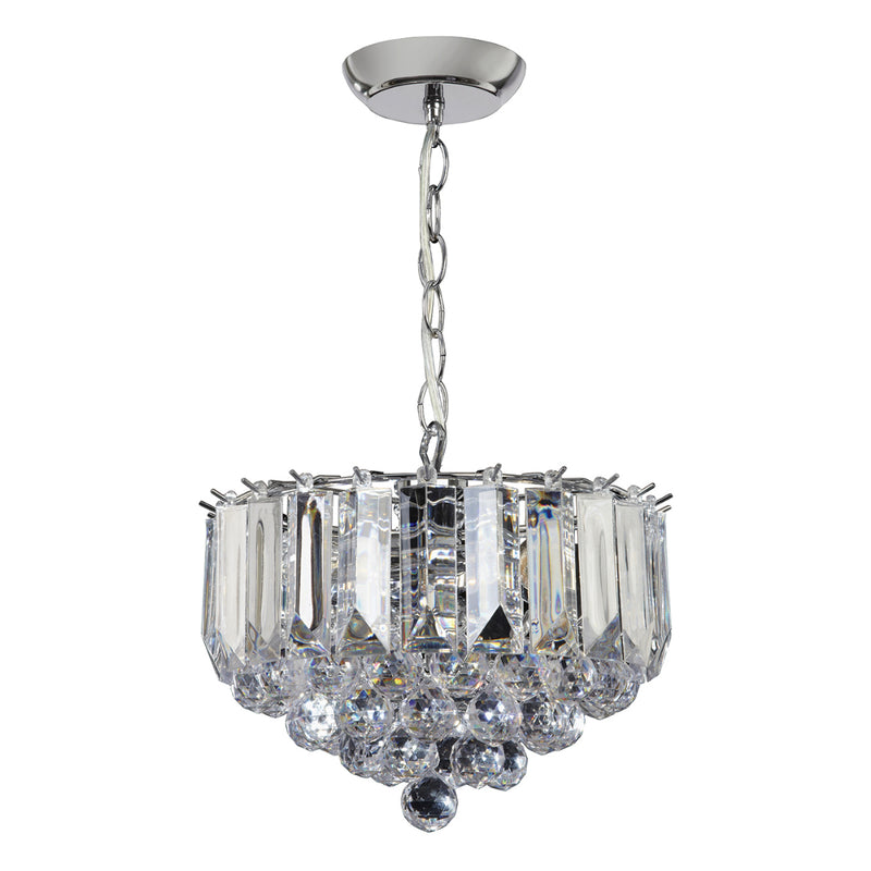 Endon Lighting FARGO-12CH Fargo 3 Light Small Pendant In Chrome And Clear Acrylic Finish
