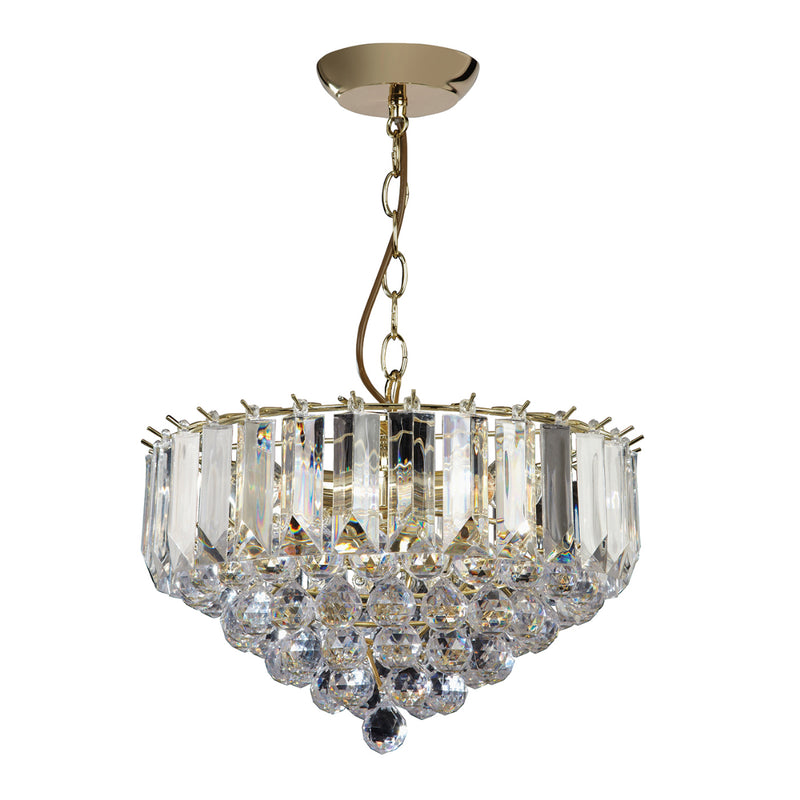 Endon Lighting FARGO-14BP Fargo 3 Light Pendant In Brass Effect And Clear Acrylic Finish