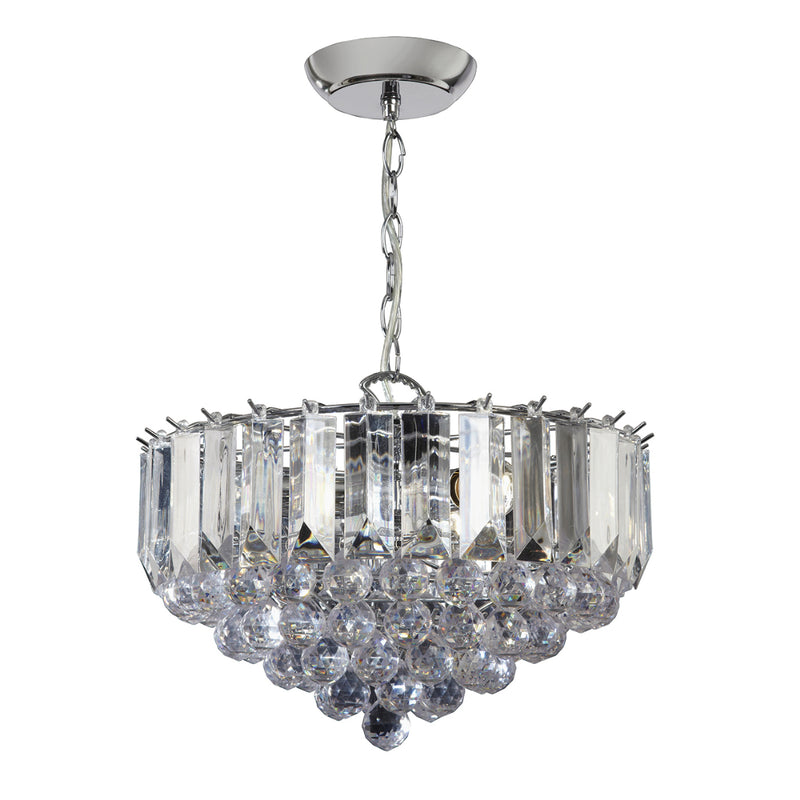 Endon Lighting FARGO-14CH Fargo 3 Light Pendant In Chrome And Clear Acrylic Finish