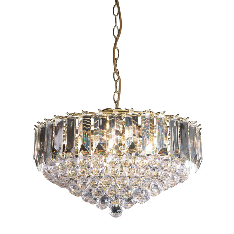 Endon Lighting FARGO-18BP Fargo 6 Light Pendant In Brass Effect And Clear Acrylic Finish