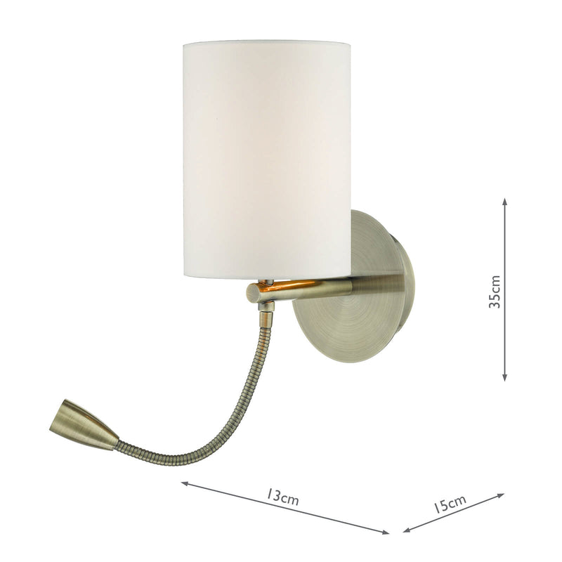 Dar Lighting Feta Wall Light LED Antique Brass Base Only • FET0775