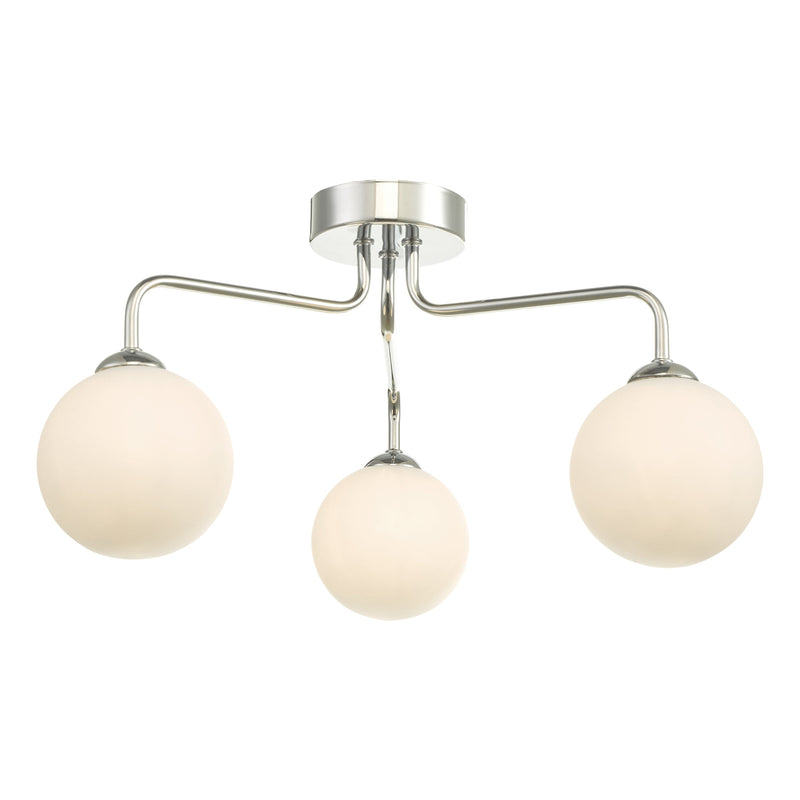 Dar Lighting Feya 3 Light Semi Flush Polished Chrome Opal Glass • FEY0350-02