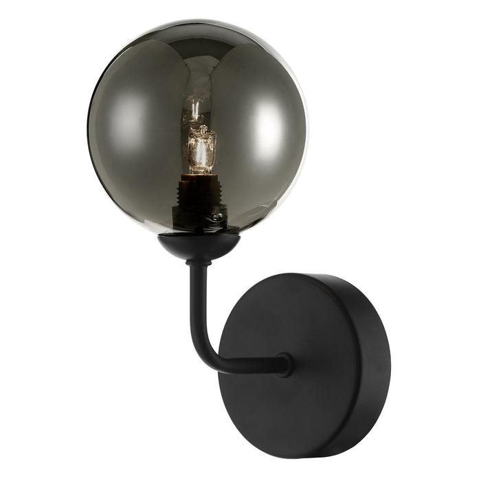 Dar Lighting Feya Wall Light Matt Black Smoked Glass • FEY0722-01