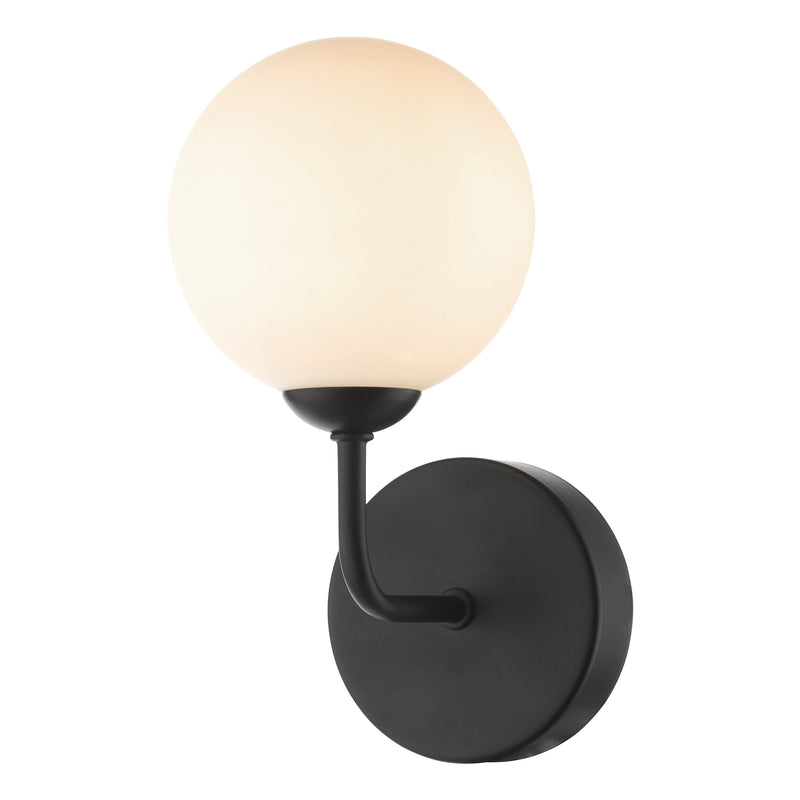 Dar Lighting Feya Wall Light Matt Black Opal Glass • FEY0722-02