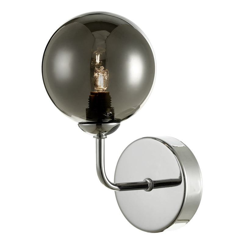 Dar Lighting Feya Wall Light Polished Chrome Smoked Glass • FEY0750-01