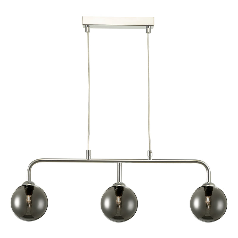 Dar Lighting Feya 3 Light Bar Pendant Polished Chrome Smoked Glass • FEY6250-01