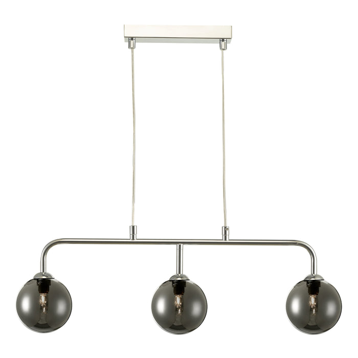 Dar Lighting Feya 3 Light Bar Pendant Polished Chrome Smoked Glass • FEY6250-01