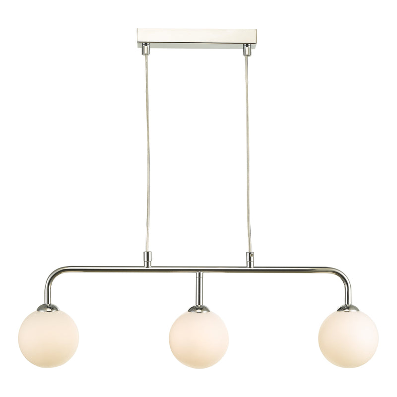 Dar Lighting Feya 3 Light Bar Pendant Polished Chrome Opal Glass • FEY6250-02