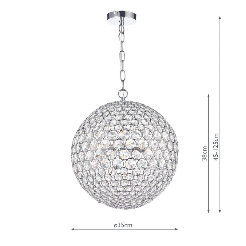 Dar Lighting Fiesta 5 Light 35CM Pendant Polished Chrome • FIE0550