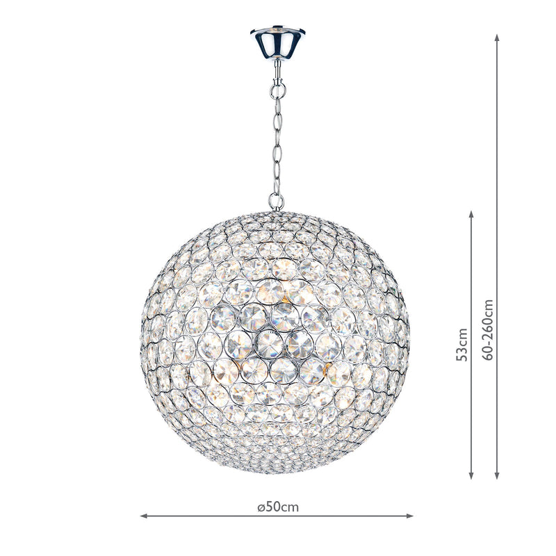 Dar Lighting Fiesta 8 Light 50CM Pendant Polished Chrome • FIE0850