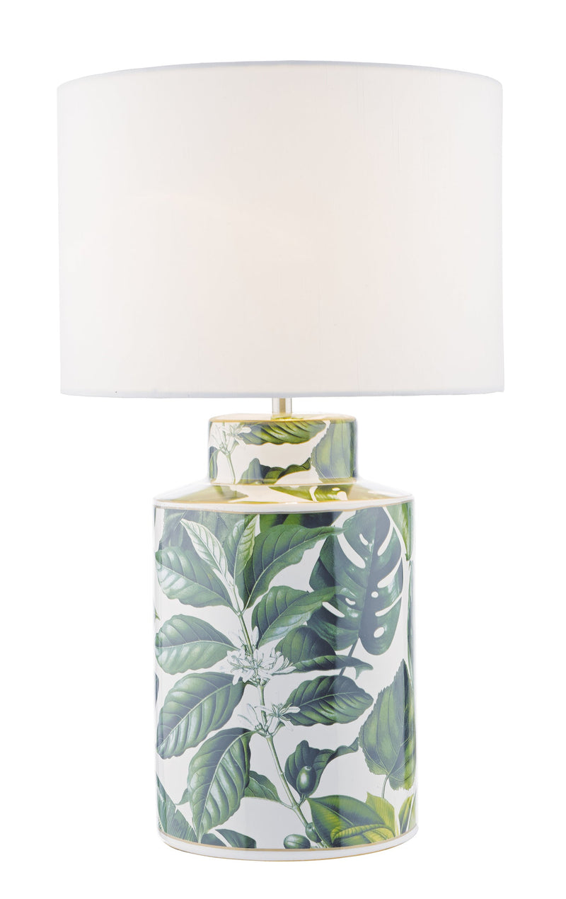 Dar Lighting Filip Table Lamp Green Leaf Print Base Only • FIL4224