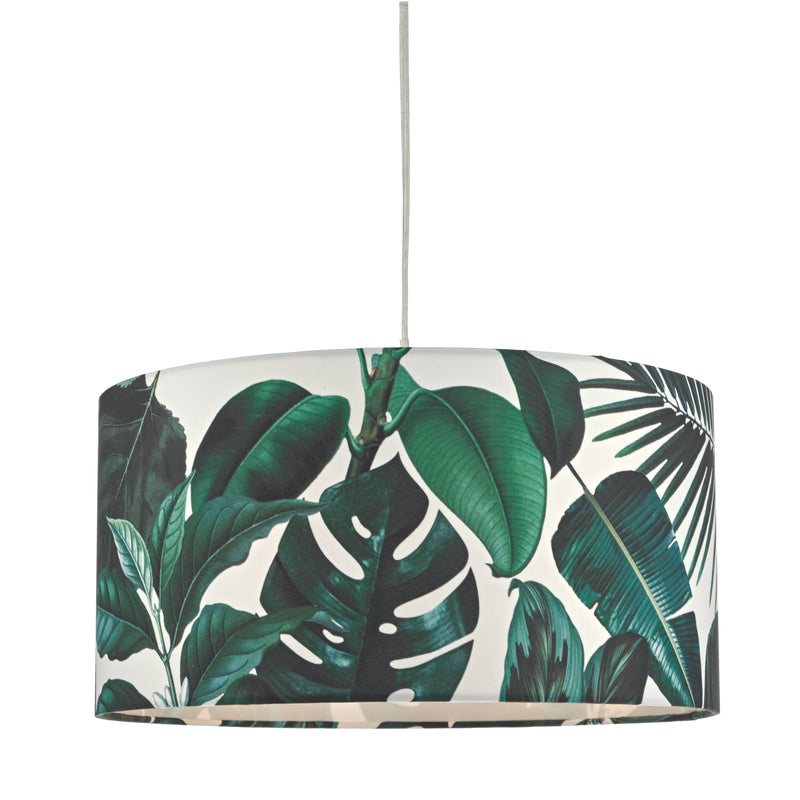 Dar Lighting Filip Easy Fit Pendant Green Leaf Print • FIL6524