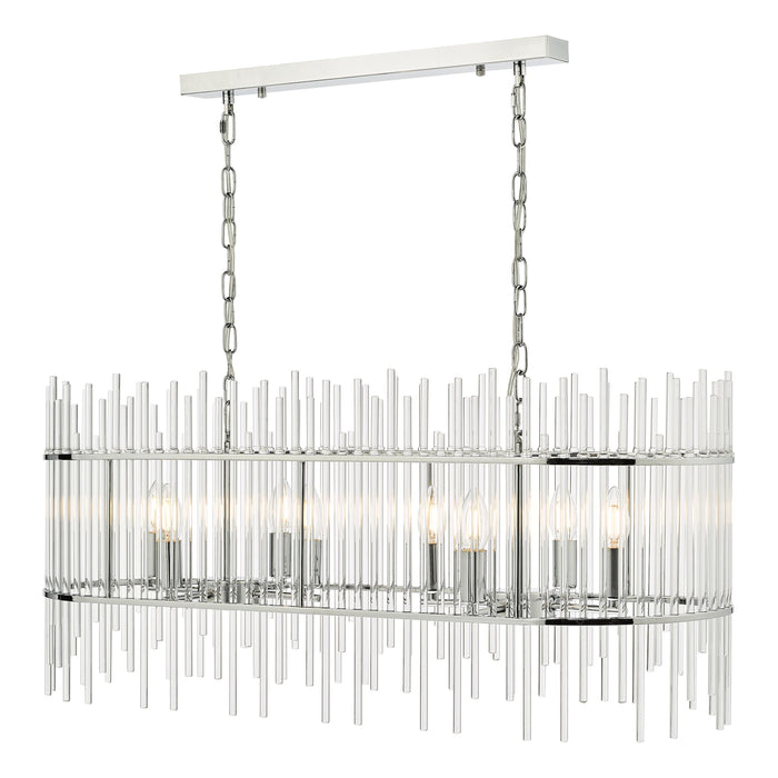 Dar Lighting Finola 8 Light Bar Pendant Polished Chrome Glass • FIN0850