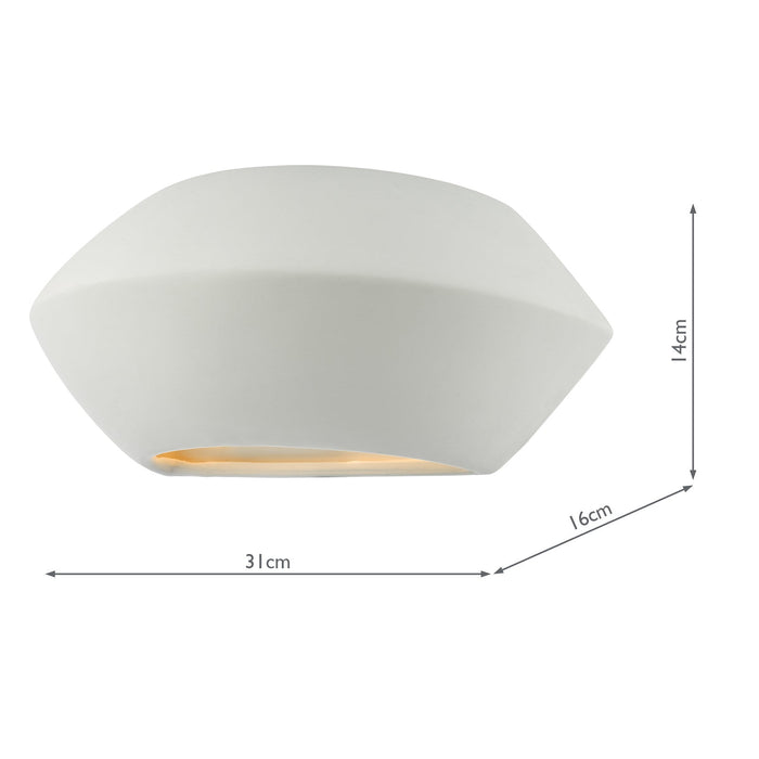 Dar Lighting Foden Ceramic Wall Washer White Unglazed • FOD372