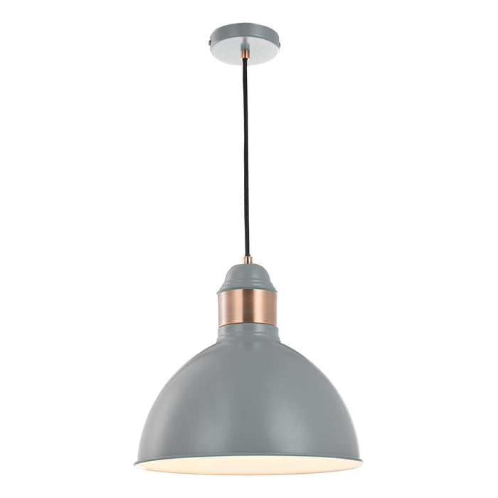 Dar Lighting Frederick 1 Light Single Pendant Grey Satin Copper • FRE0139