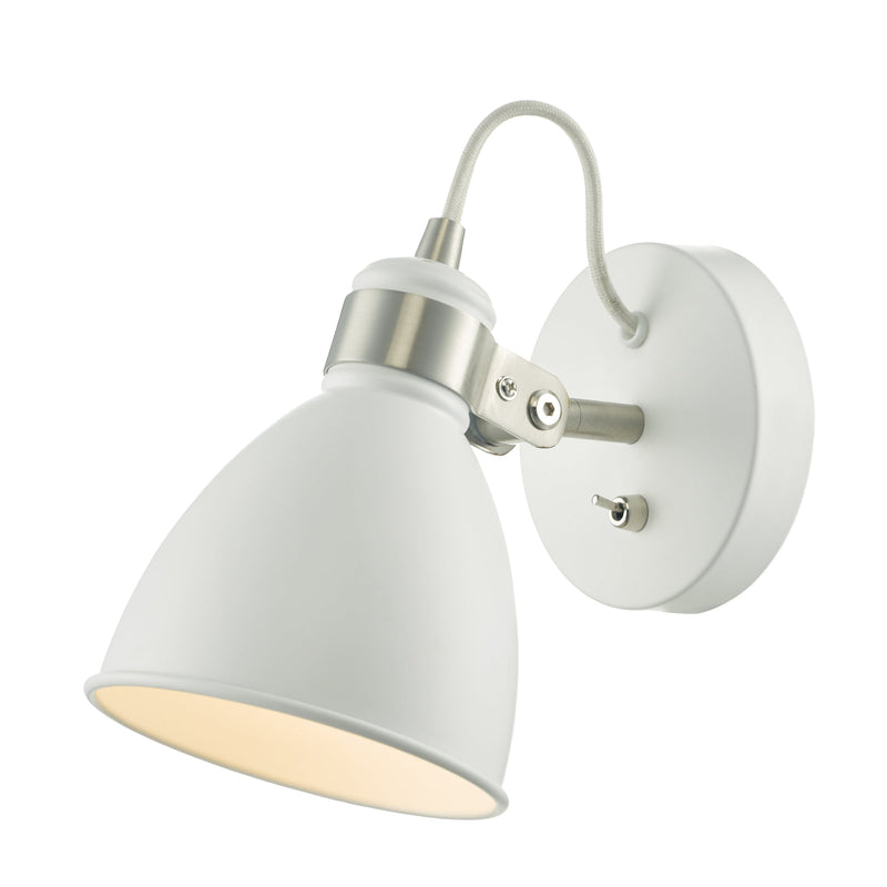 Dar Lighting Frederick Single Wall Spotlight White Satin Chrome • FRE0702