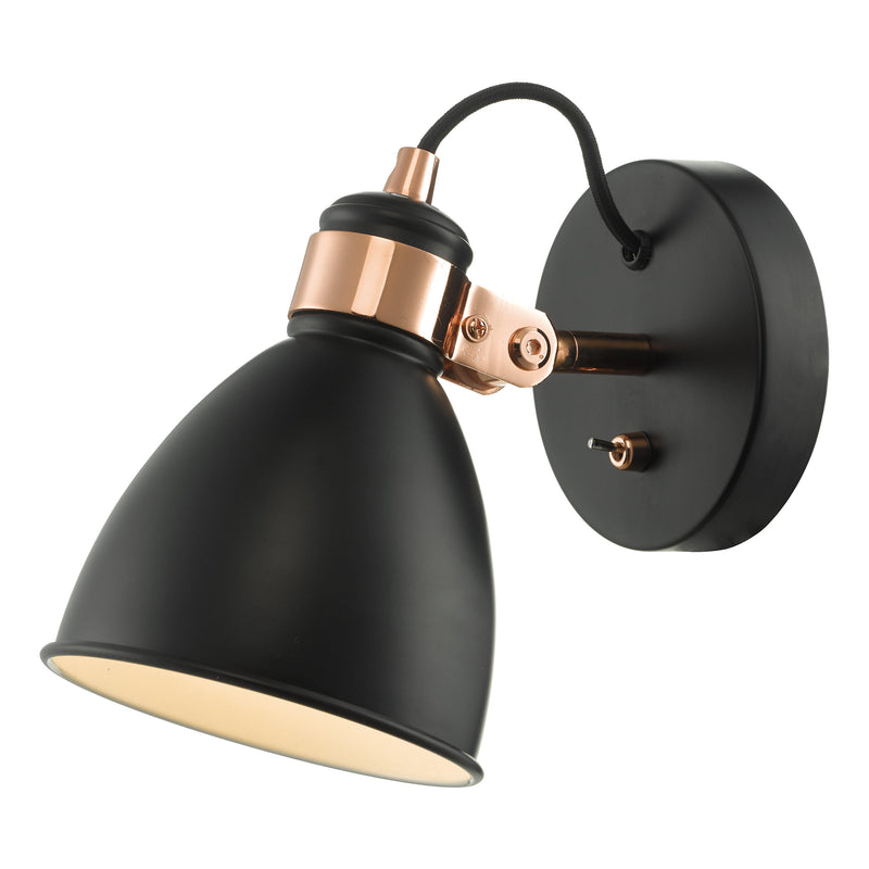 Dar Lighting Frederick Single Wall Spotlight Black & Copper • FRE0722