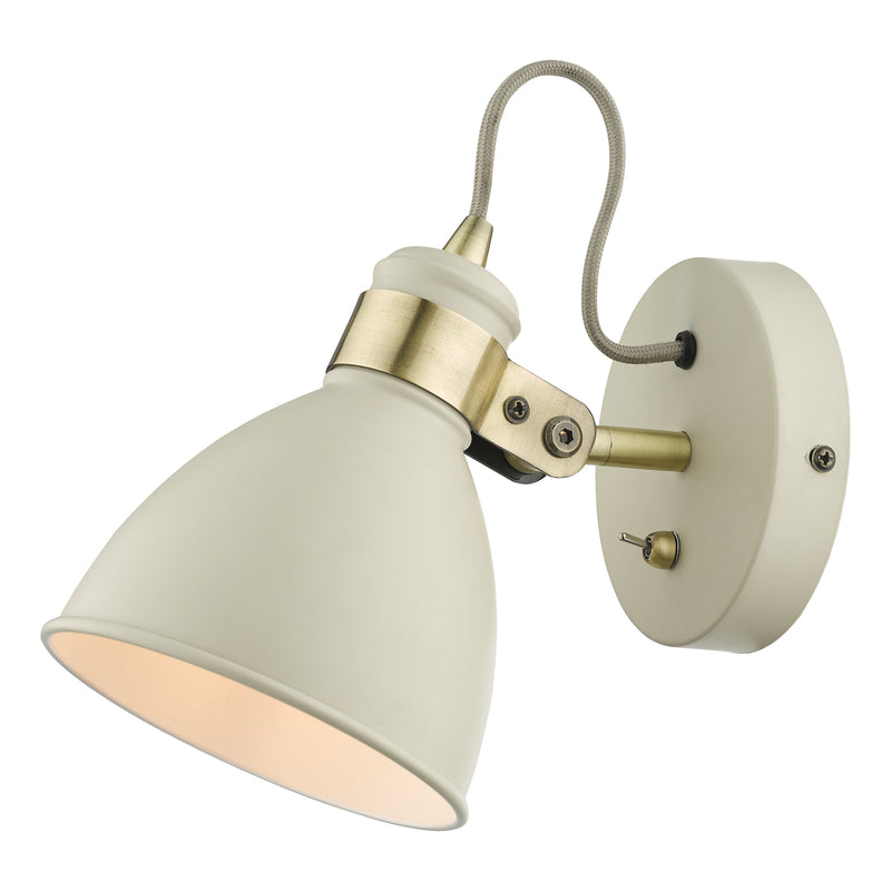 Dar Lighting Frederick Single Wall Spotlight Cream Antique Brass • FRE0733