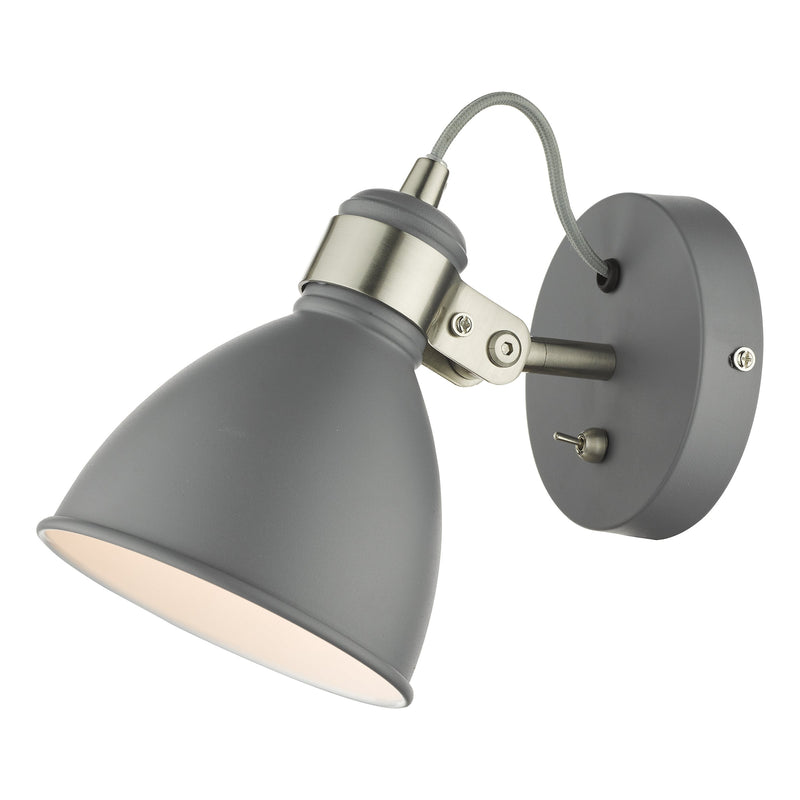 Dar Lighting Frederick Single Wall Spotlight Dark Grey Satin Chrome • FRE0737