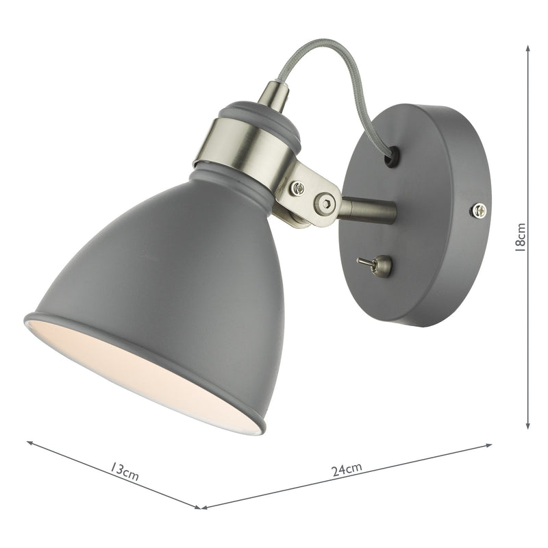 Dar Lighting Frederick Single Wall Spotlight Dark Grey Satin Chrome • FRE0737