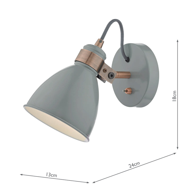 Dar Lighting Frederick Single Wall Spotlight Grey & Copper • FRE0739