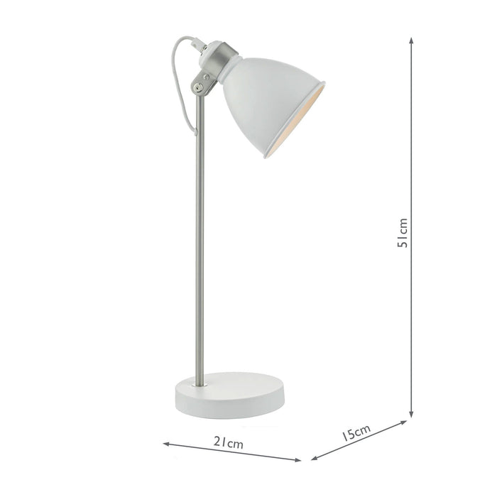 Dar Lighting Frederick Task Lamp White & Satin Chrome • FRE4202