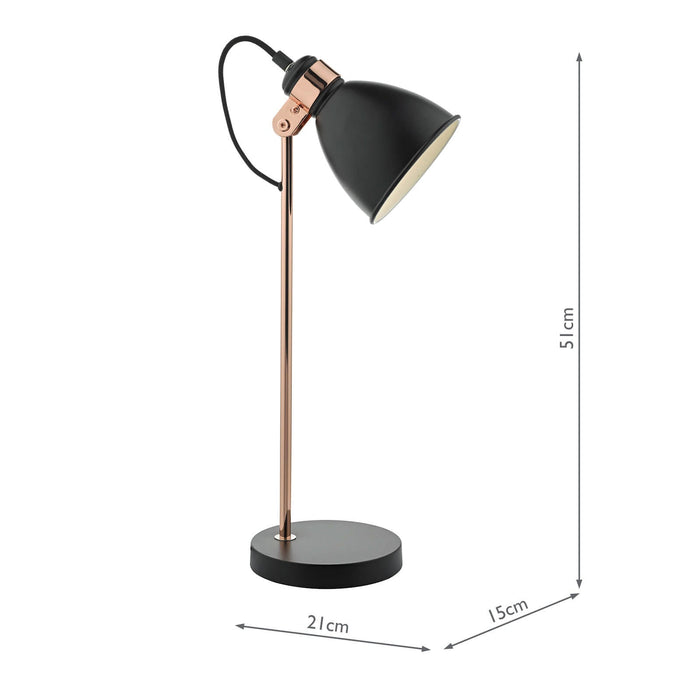 Dar Lighting Frederick Task Lamp Black & Copper • FRE4222