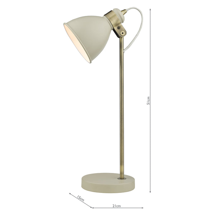 Dar Lighting Frederick Task Table Lamp Cream Antique Brass • FRE4233