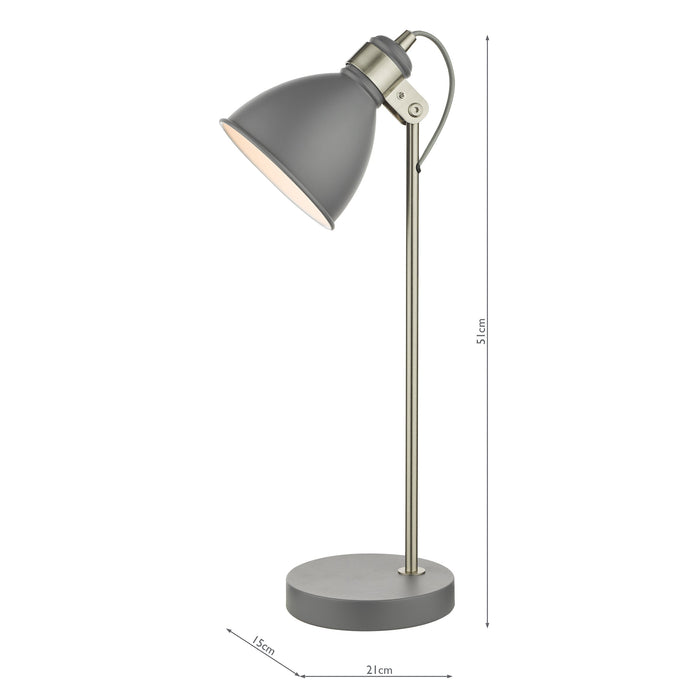 Dar Lighting Frederick Task Table Lamp Dark Grey Satin Chrome • FRE4237