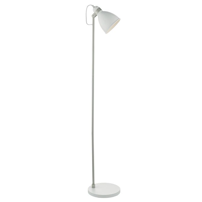 Dar Lighting Frederick Task Floor Lamp White & Satin Chrome • FRE4902