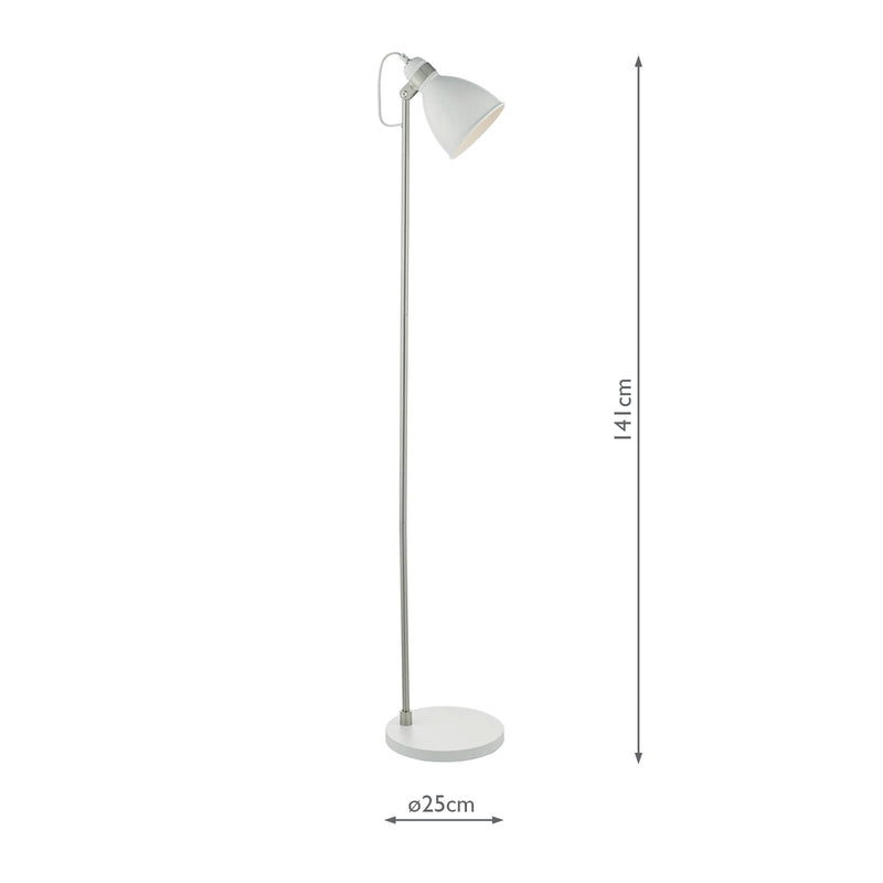 Dar Lighting Frederick Task Floor Lamp White & Satin Chrome • FRE4902