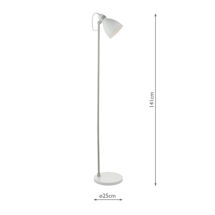 Dar Lighting Frederick Task Floor Lamp White & Satin Chrome • FRE4902