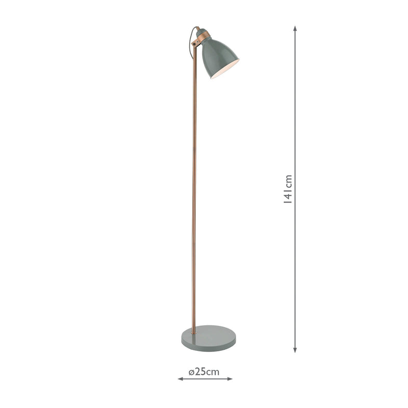 Dar Lighting Frederick Task Floor Lamp Grey & Copper • FRE4939