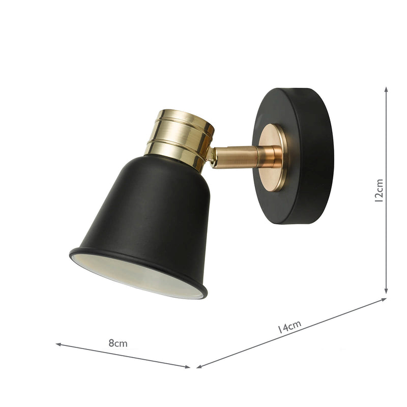 Dar Lighting Fry Single Wall Spotlight Black & Rose Gold • FRY0754
