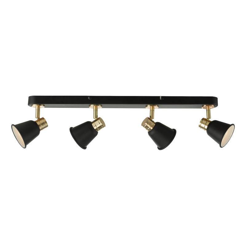 Dar Lighting Fry 4 Light Bar Spotlight Black & Rose Gold • FRY8454