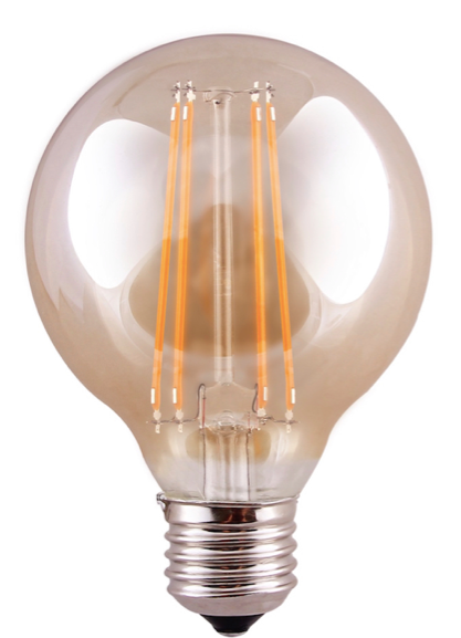 E27 8W LED Filament G125 Large Globe Tinted 2200k Warm White Dimmable