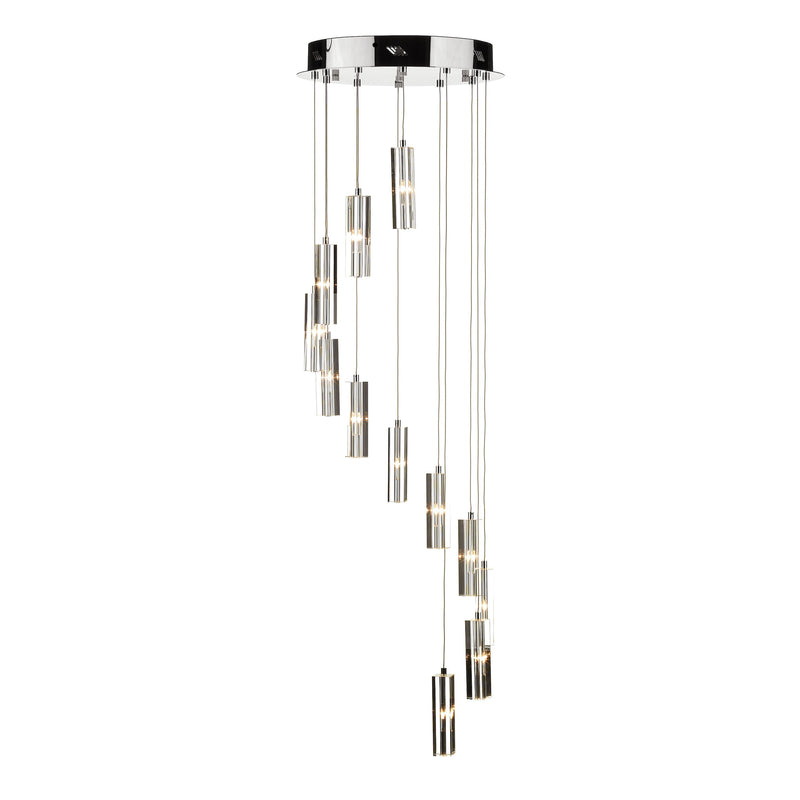Dar Lighting Galileo 12 Light Cluster Pendant Polished Chrome Crystal LED • GAL1250-LED