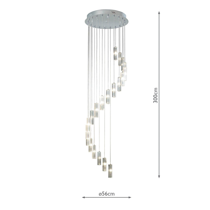 Dar Lighting Galileo 20 Light Cluster Pendant Polished Chrome Crystal LED - 3M Drop • GAL6350-LED