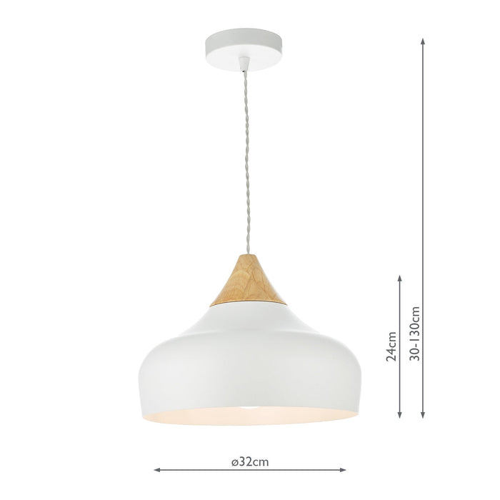 Dar Lighting Gaucho 1 Light Pendant White • GAU0102