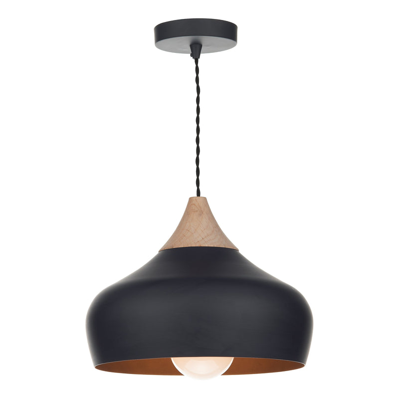 Dar Lighting Gaucho 1 Light Pendant Black • GAU0122